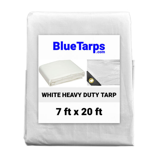 7' x 20' Heavy Duty White Tarp