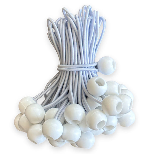 6" White Ball Bungee Cords - 100 Pack