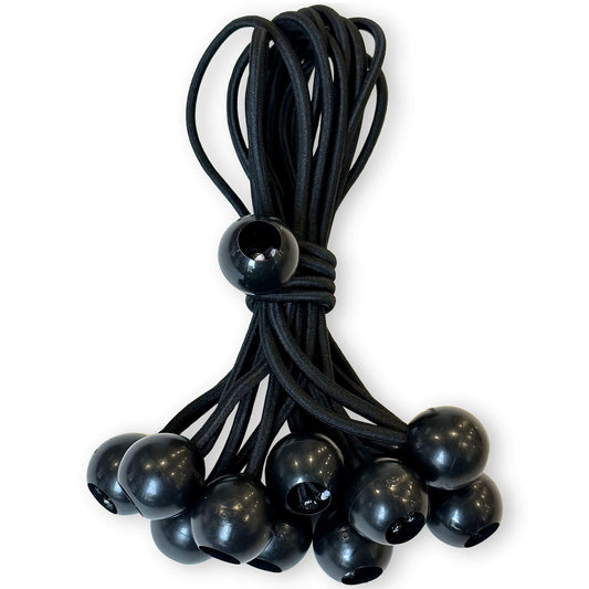 6" Black Ball Bungee Cords - 12 Pack