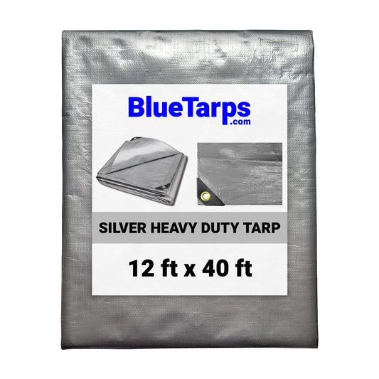 12' x 40' Heavy Duty Silver Tarp