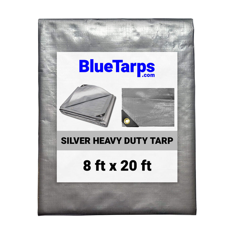 8' x 20' Heavy Duty Waterproof Silver Tarp